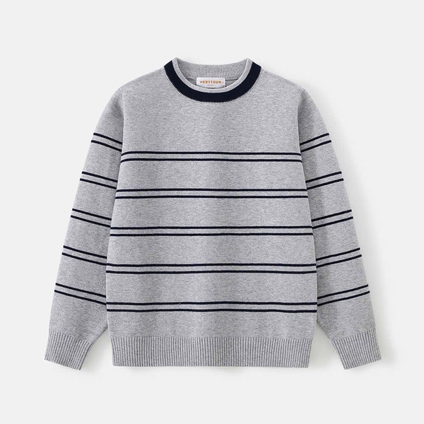 Áo len dài tay cổ tròn kẻ ngang 2 màu