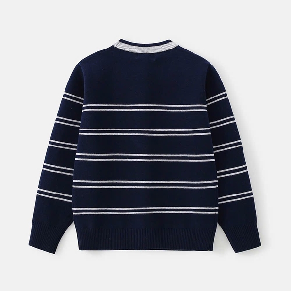 Áo len dài tay cổ tròn kẻ ngang 2 màu