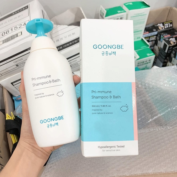Sữa Tắm Gội Cho Bé 2in1 Làm Dịu Da GOONGBE Pri-mmune Shampoo & Bath 350ml