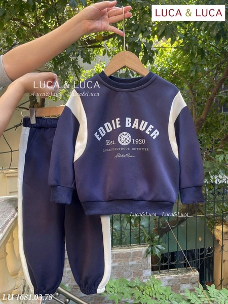 Bộ nỉ 2 da Eddie Bauer Est 1920 2 màu xanh rêu, navy Luca&Luca
