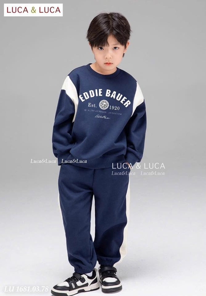 Bộ nỉ 2 da Eddie Bauer Est 1920 2 màu xanh rêu, navy Luca&Luca
