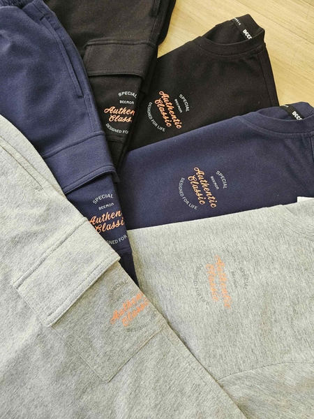Bộ nỉ Beemon quần túi hộp 3 màu navy, ghi, đen