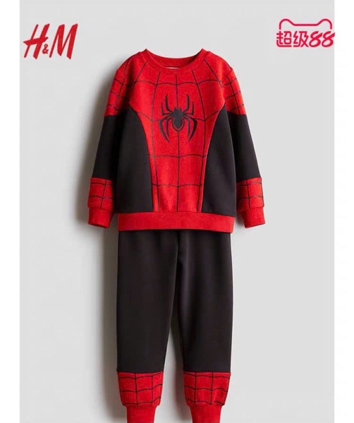 Bộ nỉ bông H&M người nhện Spiderman đỏ phối đen