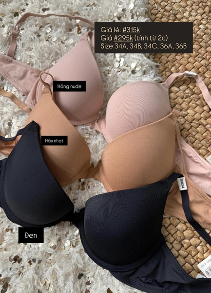 Áo Bra Victoria’s Secret PINK 3 màu đen, nâu, hồng nude