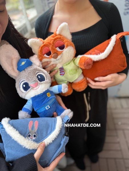 Túi đeo chéo gấu bông Zootopia 2 mẫu Thỏ xanh Judy và Cáo cam Nick