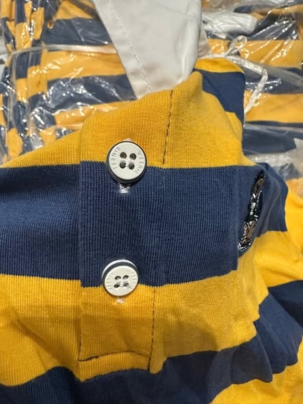 Áo polo dài tay Teenie Weenie kẻ vàng xanh