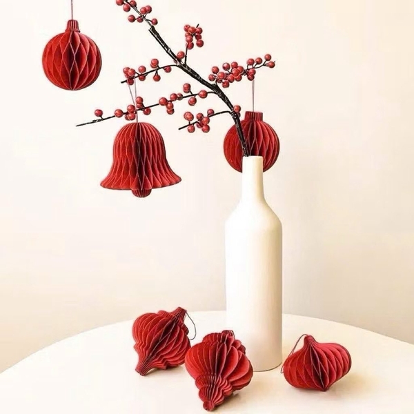 Set 10 đèn lồng giấy màu đỏ