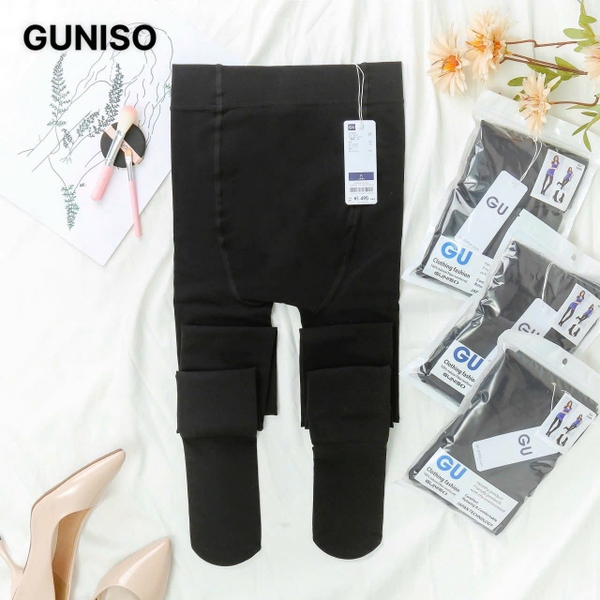 Quần tất GU 300D lót nỉ lông màu đen
