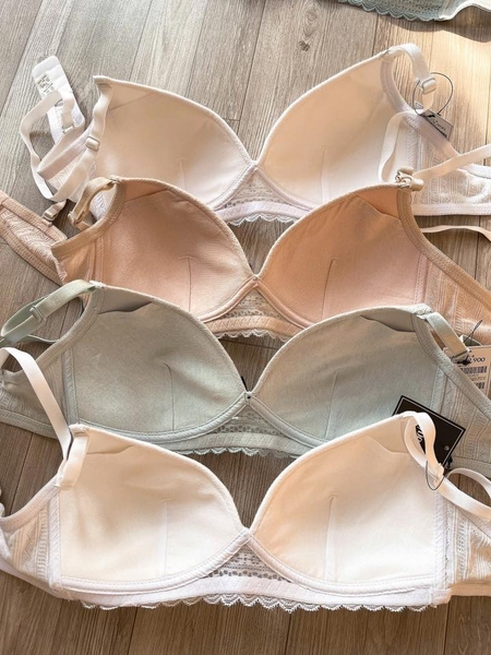 Áo bra cotton ren nơ 3 màu xanh mint, trắng, hồng Anybody