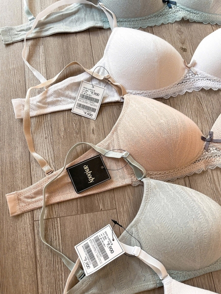 Áo bra cotton ren nơ 3 màu xanh mint, trắng, hồng Anybody