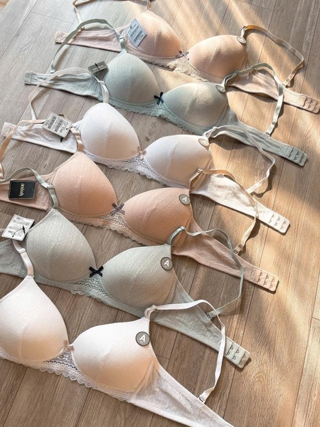 Áo bra cotton ren nơ 3 màu xanh mint, trắng, hồng Anybody