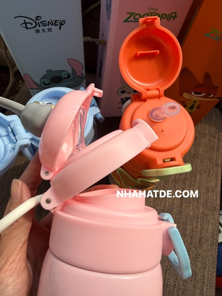 Bình nước giữ nhiệt Zootopia 3 mẫu Cáo, Thỏ, Stitch 500ml