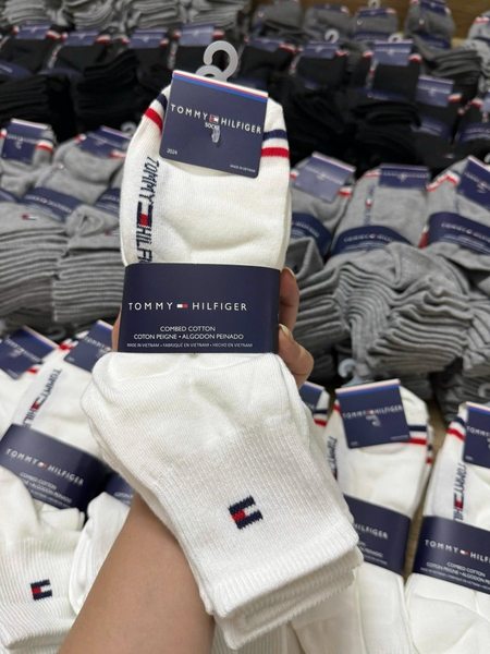 Set 2 đôi tất Tommy 4 màu ghi nhạt, đen, trắng, ghi đậm