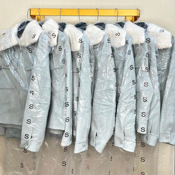 Áo khoác dạ ICICLE cổ lông 2 màu đỏ, xanh