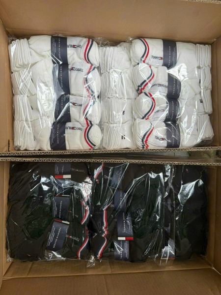 Set 2 đôi tất Tommy 4 màu ghi nhạt, đen, trắng, ghi đậm