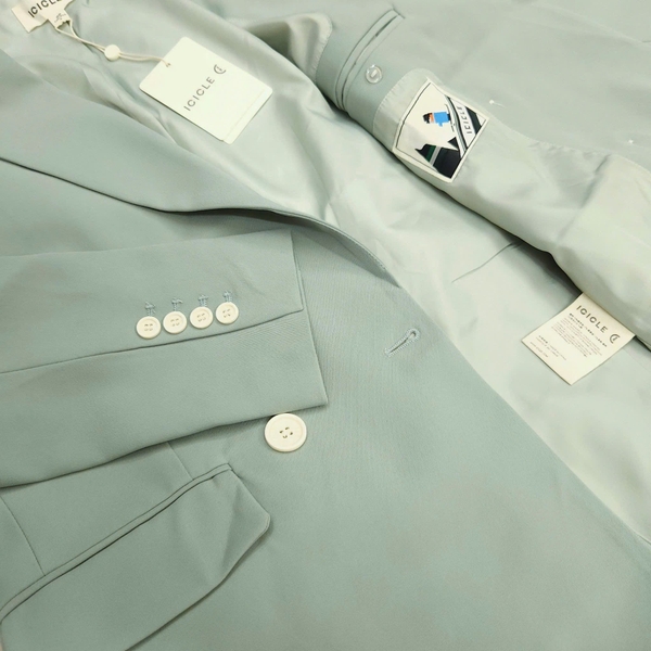 Áo vest blazer 2 màu xanh và trắng ICICLE