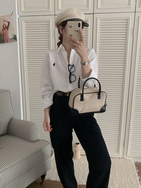 Sơ mi thêu ngựa Duolin 4 màu trắng, hồng, xanh, vàng cho nữ