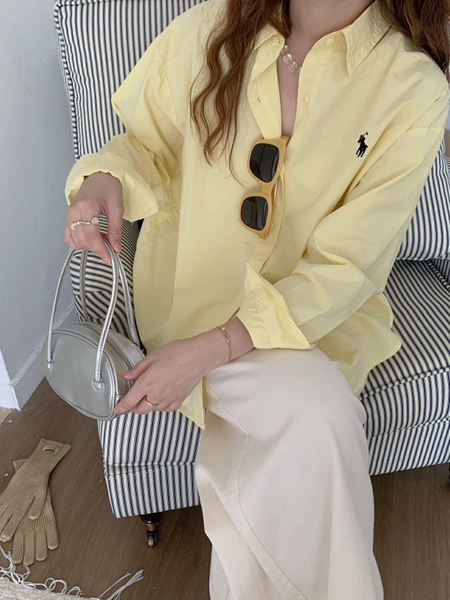 Sơ mi thêu ngựa Duolin 4 màu trắng, hồng, xanh, vàng cho nữ