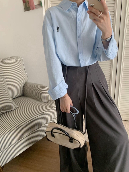 Sơ mi thêu ngựa Duolin 4 màu trắng, hồng, xanh, vàng cho nữ