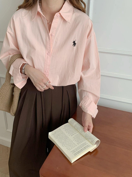 Sơ mi thêu ngựa Duolin 4 màu trắng, hồng, xanh, vàng cho nữ