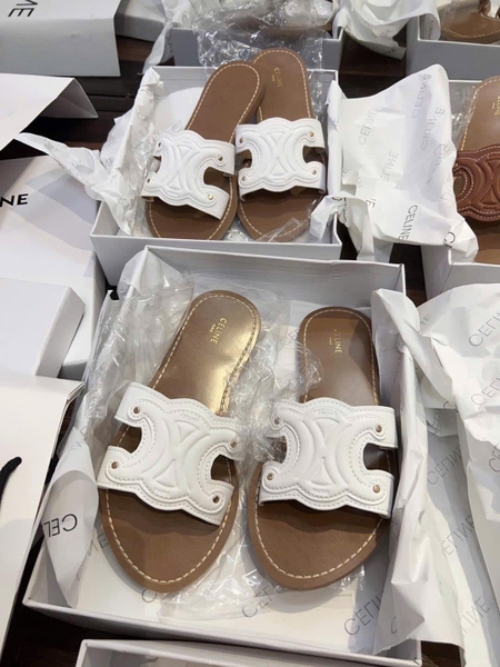 Dép lê CELINE 2 màu trắng, đen cho nữ