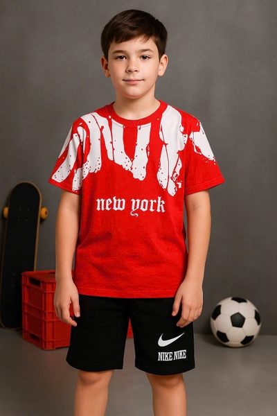 Bộ cộc tay loang New York Nike nhiều màu quần sooc đen