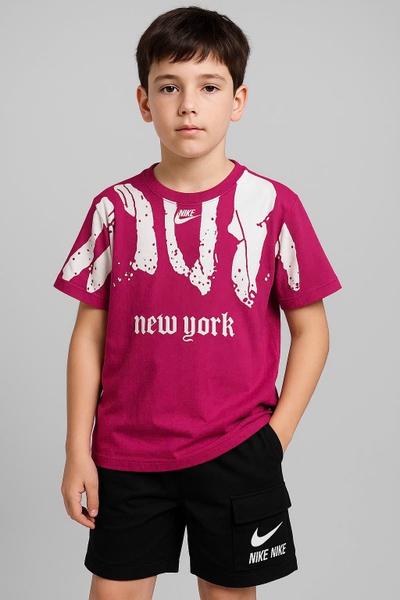 Bộ cộc tay loang New York Nike nhiều màu quần sooc đen