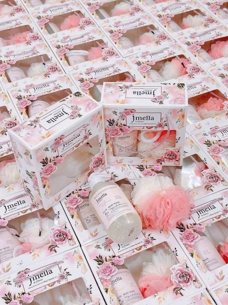 Set túi quà tặng sữa tắm Jmella kèm bông tắm loại 500ml và 1000ml