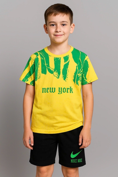 Bộ cộc tay loang New York Nike nhiều màu quần sooc đen