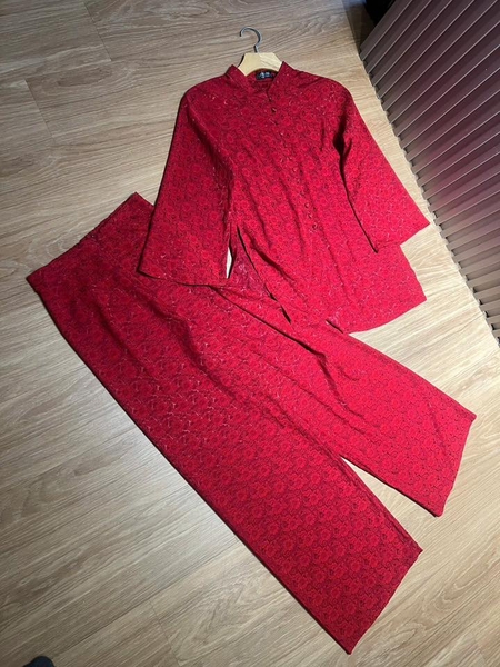 Bộ lụa pháp phục Na Na hoa cúc 3 màu ghi, hồng, đỏ