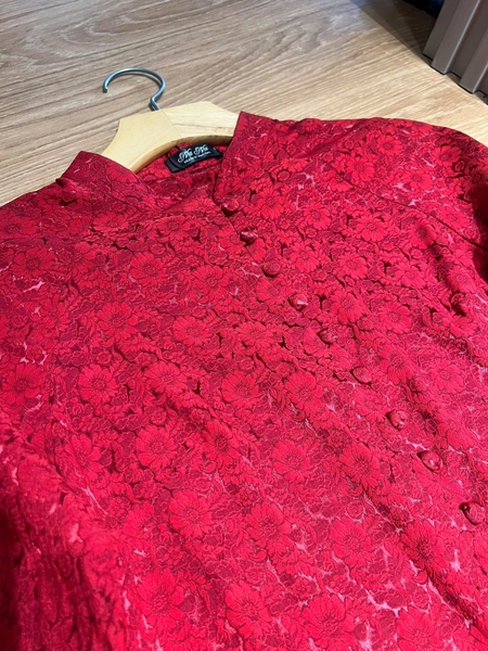 Bộ lụa pháp phục Na Na hoa cúc 3 màu ghi, hồng, đỏ