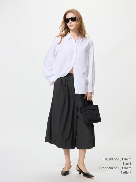 Quần dáng váy nylon culottes Uniqlo 4 màu đen, ghi, xanh lá, xanh rêu