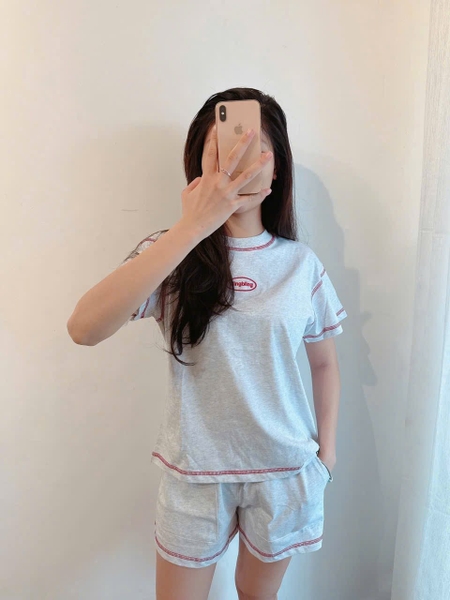 Bộ cộc tay GP quần short blingbling 3 màu trắng, ghi, nâu