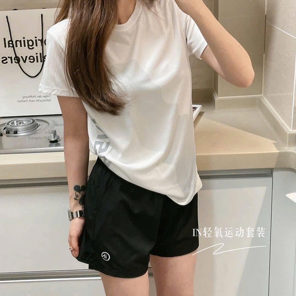 Bộ cộc tay thể thao nội địa Trung 4 màu trắng, xanh, hồng, đen