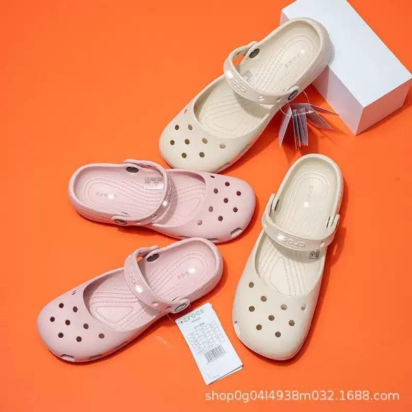 Dép crocs 5 màu nâu trà sữa, be, trắng, đen, da beo cho nữ