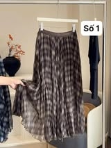 Chân váy kẻ caro freesize màu nâu