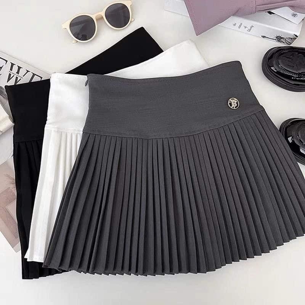 Chân váy xếp ly chữ A 3 màu đen, nâu, xám cho nữ