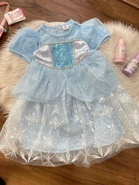 Váy công chúa phối ren cộc tay 2 màu hãng Babidiboo