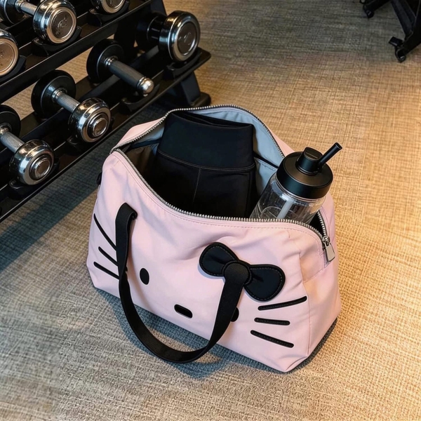 Túi Hello Kitty hồng nhạt size 48x25x27cm