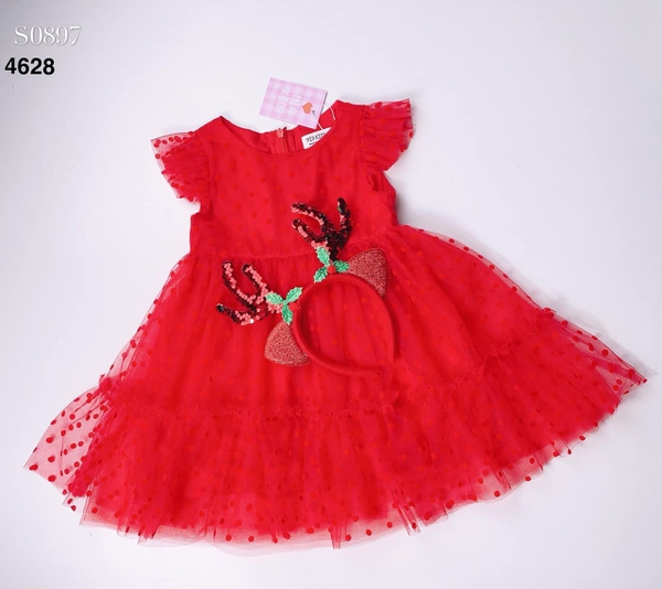 Váy Mia Kids voan đỏ chấm bi