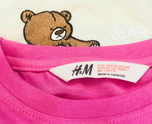 Bộ cotton H&M cộc tay Steve gấu 5 màu navy, hồng, đen, kem ghi