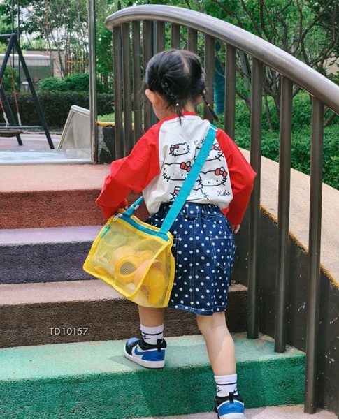 Bộ xúc cát màu pastel kèm túi 2 màu xanh, vàng