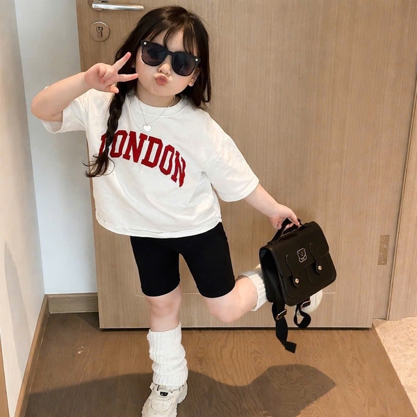 Set 3 quần legging lửng cho bé gái hoa nhí, đen, nâu