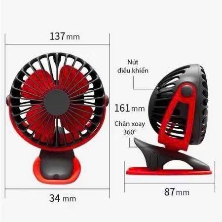 Quạt Yoobao tích điện F04 6400MAH kẹp xe đẩy, để bàn