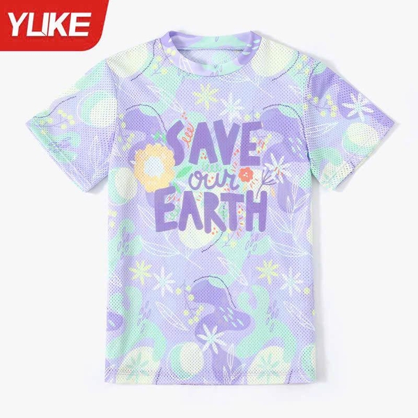 Bộ bơi lưới 3 món Save Our Earth Ylike áo bra quần sooc màu tím loang