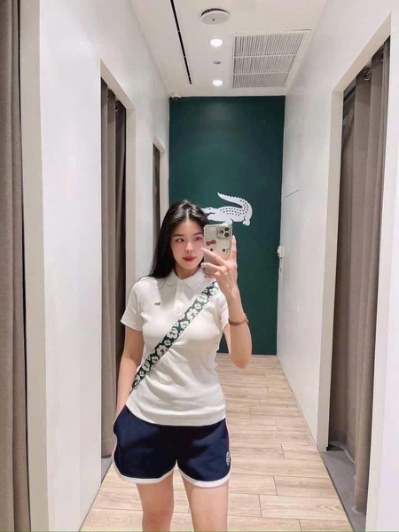 Áo polo cộc tay thun tăm Lacoste 2 màu trắng, đen