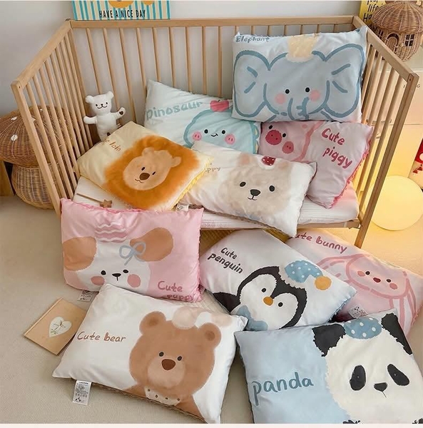 Gối cotton nhung hoạt hình 10 mẫu Thỏ, Sư tử, Gấu...