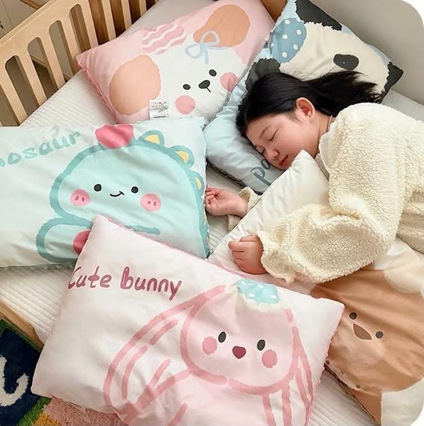 Gối cotton nhung hoạt hình 10 mẫu Thỏ, Sư tử, Gấu...