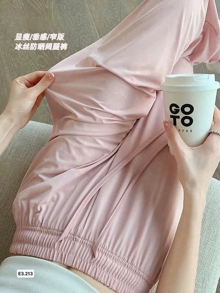 Quần băng lụa chống nắng 4 màu đen, hồng, xanh dương, xanh lá