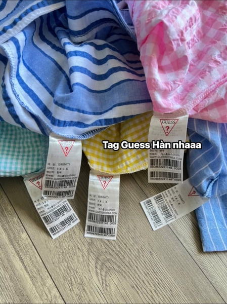 Bộ pyjama GUESS cộc tay caro 4 màu